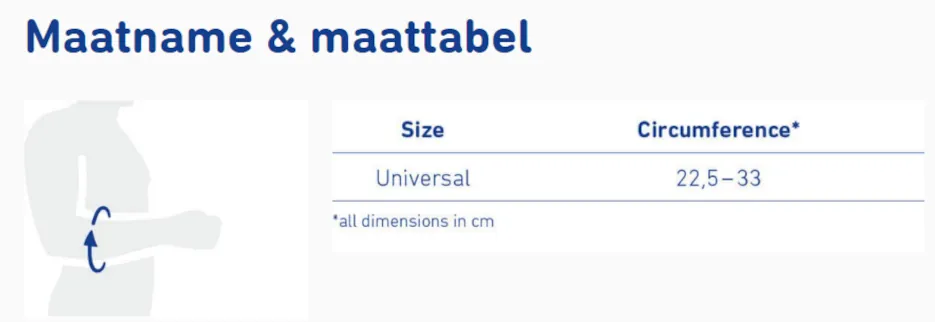Bauerfeind braces epipoint maattabel detail